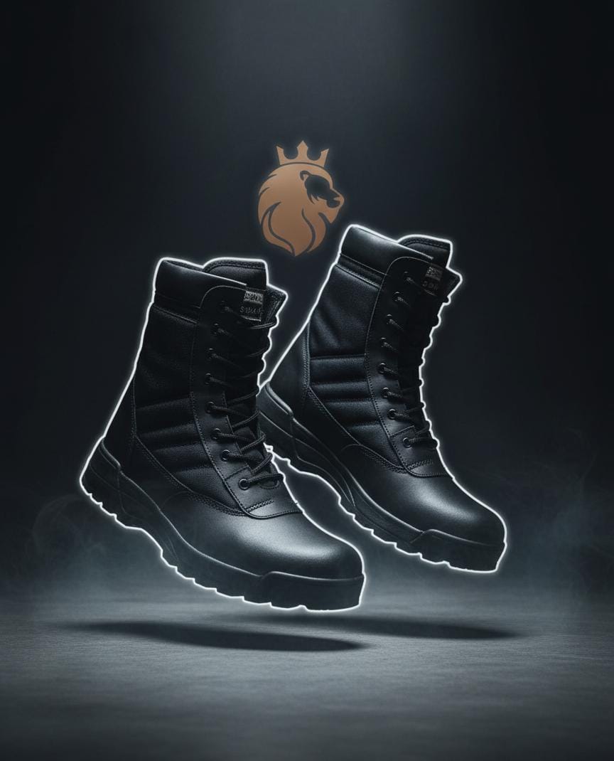 Mens Long Army Boots, Black Swat