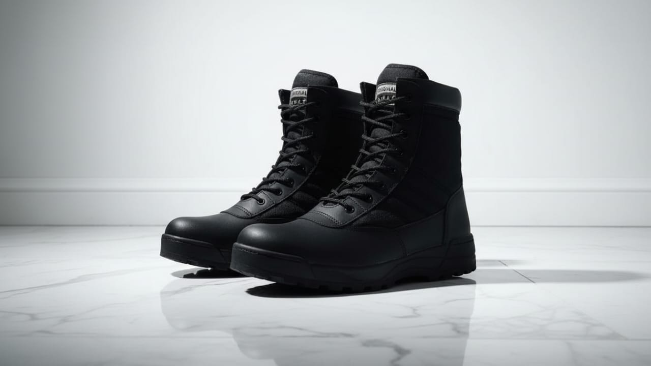 Mens Long Army Boots, Black Swat