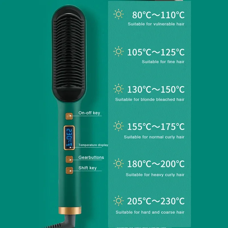 Comb Hair Straightener with Temperature Display